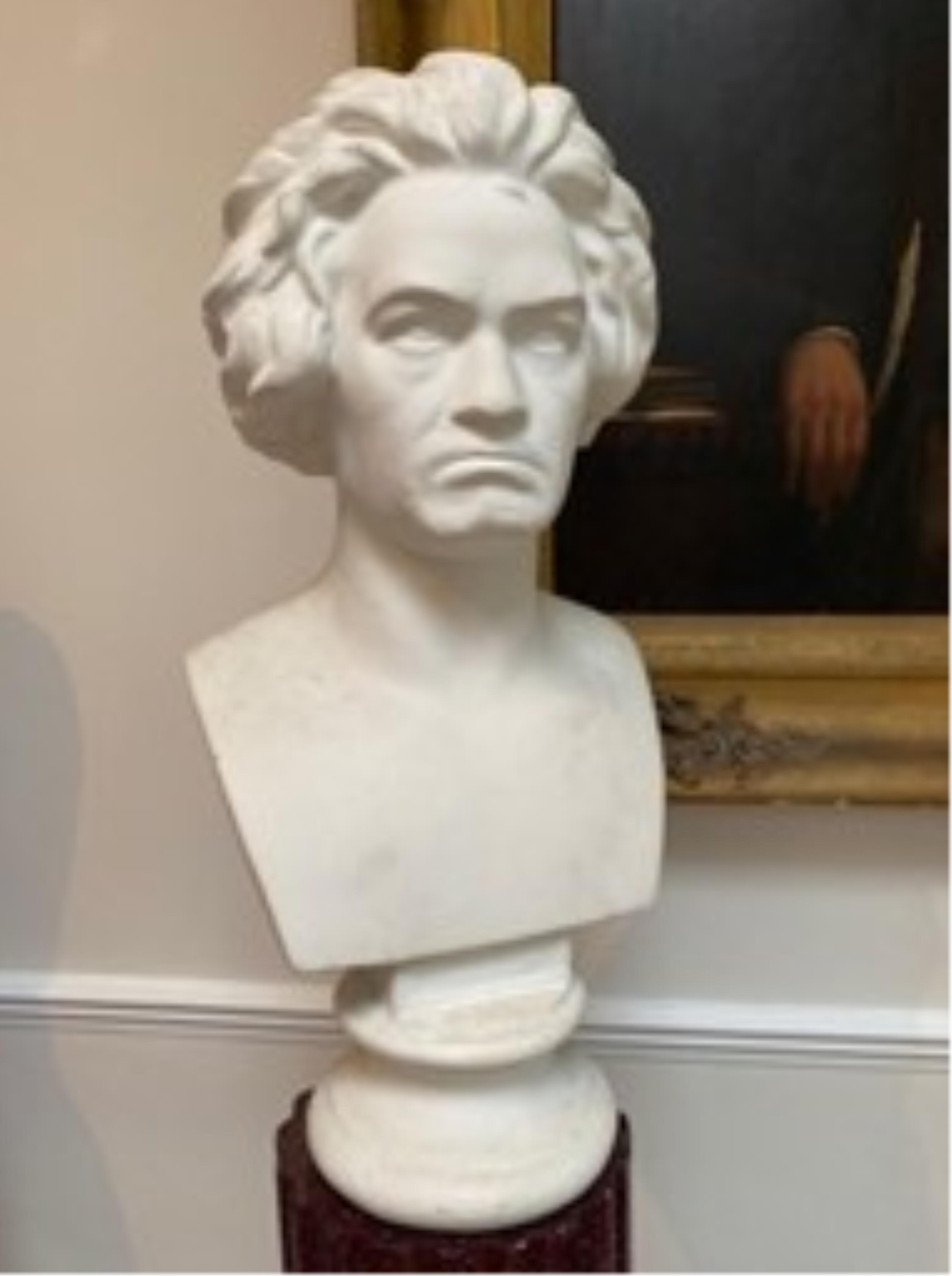 A plaster bust of Beethoven, height 55cm